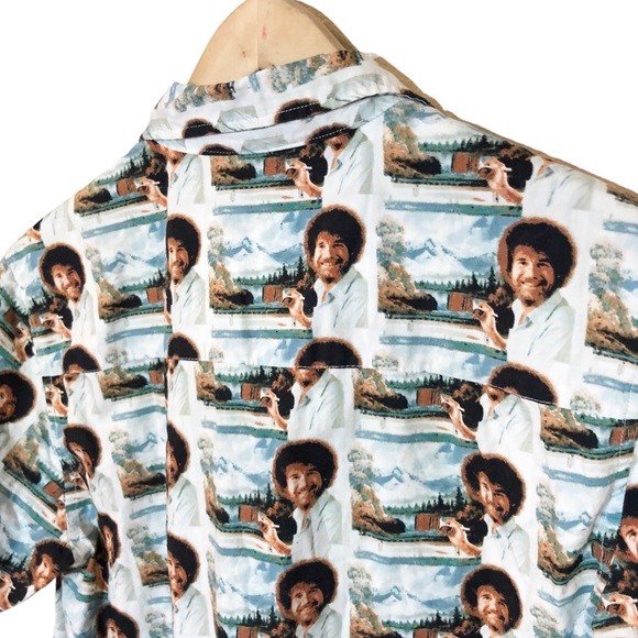 Bob Ross Novelty print allover SS Button Down iconic Joy of Painting pi… - Picture 4 of 8
